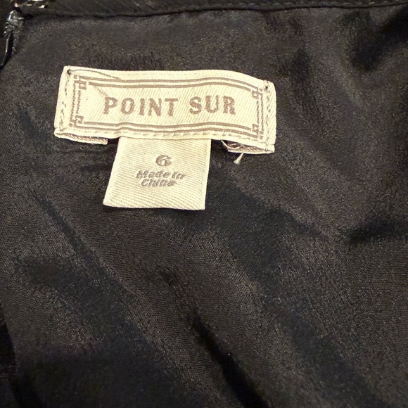 JCrew Point Sur faux-wrap dress in crinkle chiffon 6 Womens L0113 Black NWOT - Picture 2 of 3